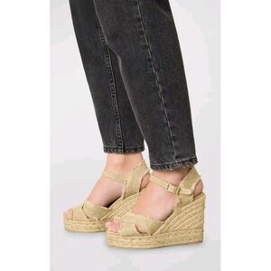 Castaner Bromelia Women's Frayed Canvas Wedge Espadrilles EU38 Bohemian Vacation